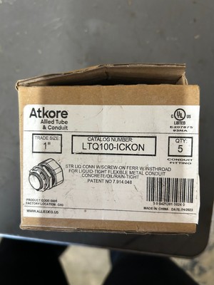 BOX OF 5 ATKORE 1'' STR LIQ CONN W/SCREW ON FERR W/ INSTHROAD # LTQ100-ICKON