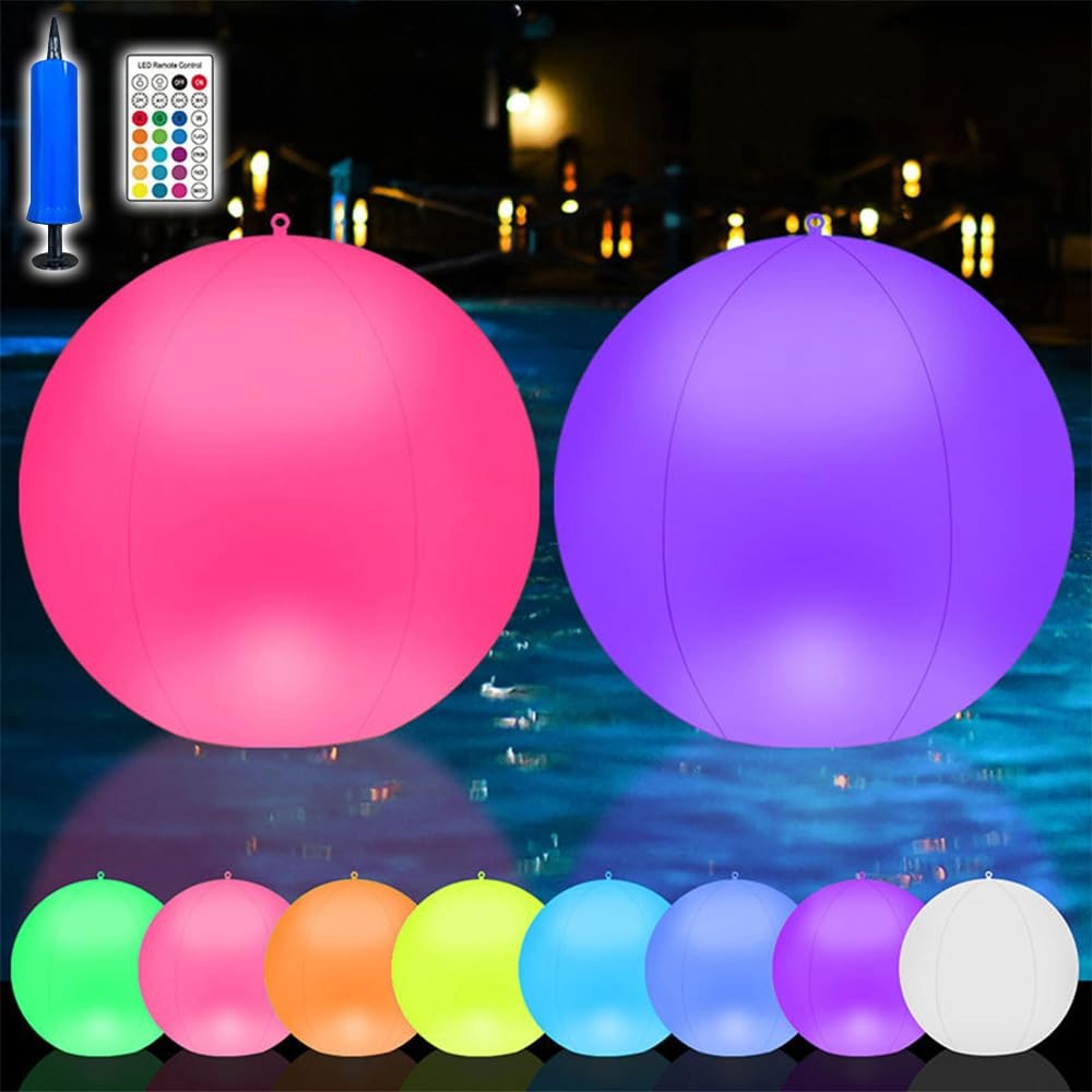 Boule lumineuse piscine design solaire sphère flottante haut de gamme 34cm lot de 2