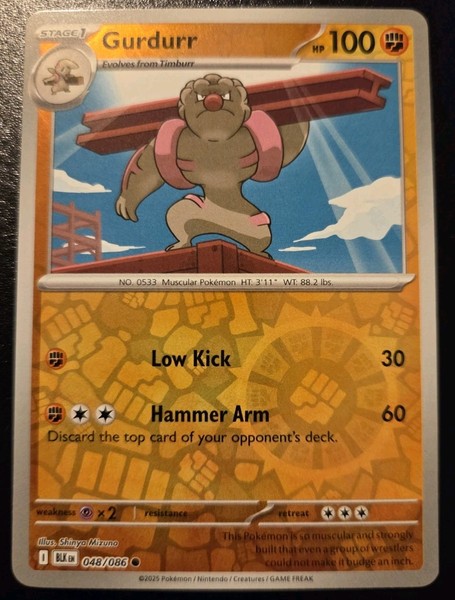 Pocket Scout - Gurdurr 048/086 Reverse Holo Common Scarlet & Violet: Black Bolt Pokemon TCG