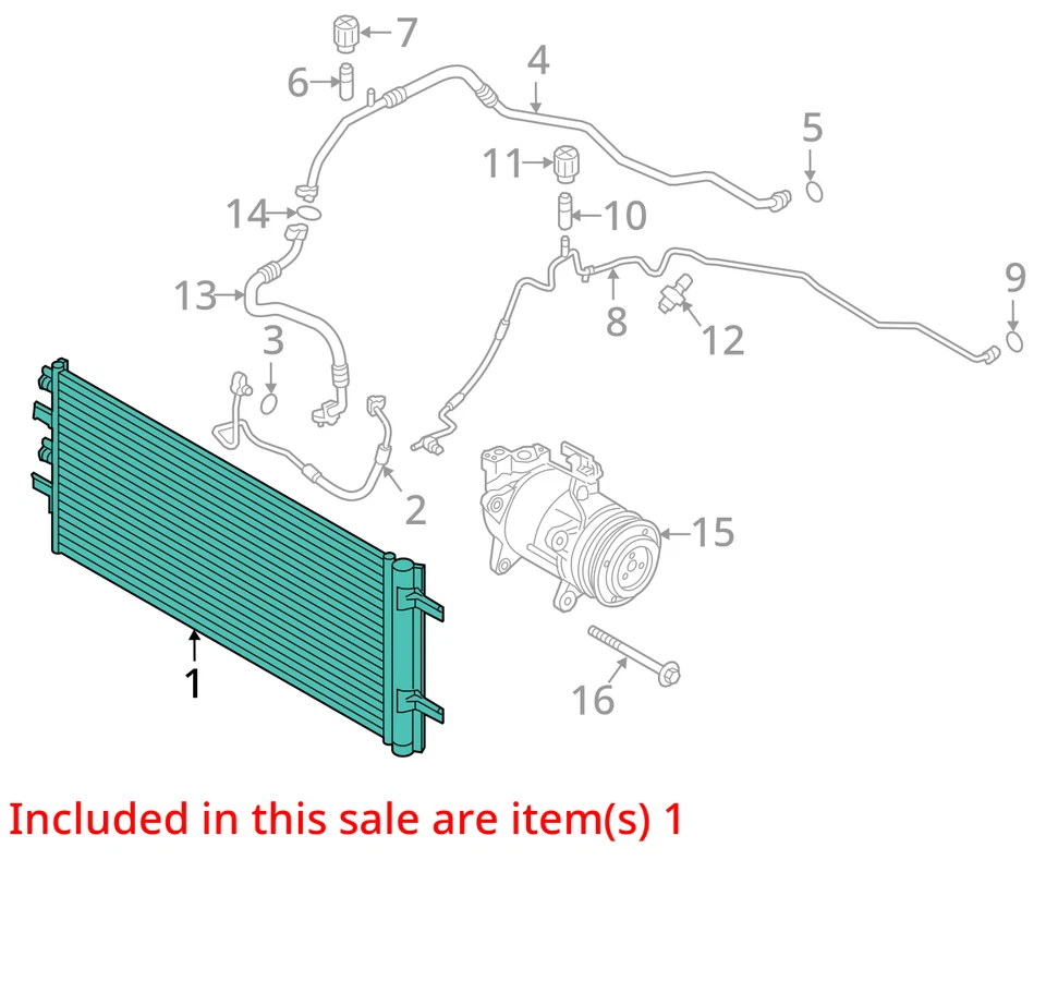 AC Condenser Fits 16-22 BMW X1 6834093 Foto 3 de 4