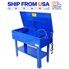 40 Gallon Heavy-duty Parts Washer With 5 Gpm Pump Blue Steel Solvent Cleaner