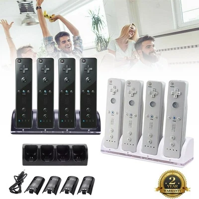 NONMON Für Nintendo Wii Controller Ladestation Ladegerät+4 Fernbedienung Batterien Akku