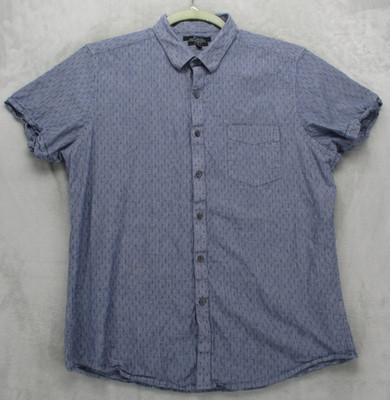 Marc Anthony Shirt Mens XL Blue Chambray Short Sleeve Button Up Stretch Slim Fit