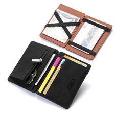 Ultra Thin Men Male PU Leather Mini Small Magic Wallets Zipper Coin Purse Pouch