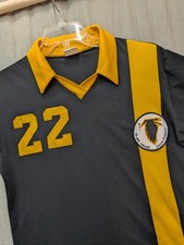Vintage Prep South Black Hawks Soccer Jersey Quick Large Black Yellow