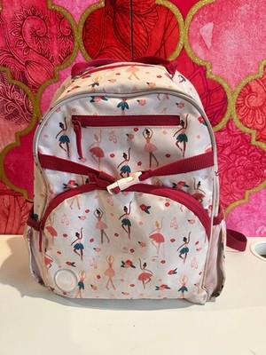 Simple Modern Ballerina Kids Backpack with Pink Trim and Floral Print