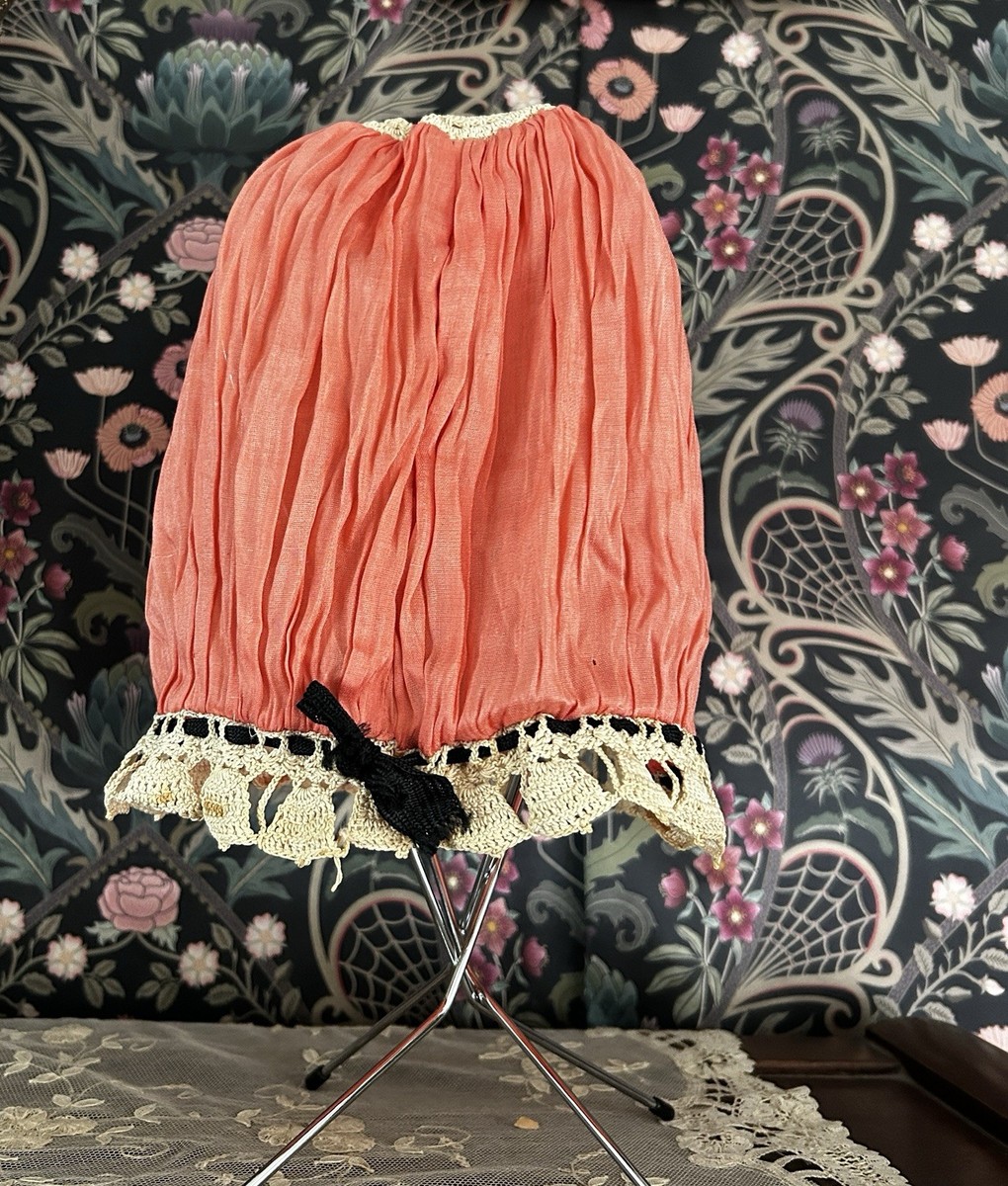 Antique 1920s Peach Boudoir Sleep Cap Flapper Crochet Lace  display picture 1