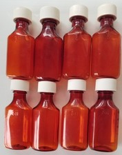 8 EMPTY Red Jars Plastic 2 oz Bottles Travel Crafts Push Down Screw Tops