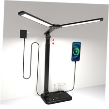 LED Desk Lamp, Dual Heads, Height Adjustable, USB Charging large 57cm tall