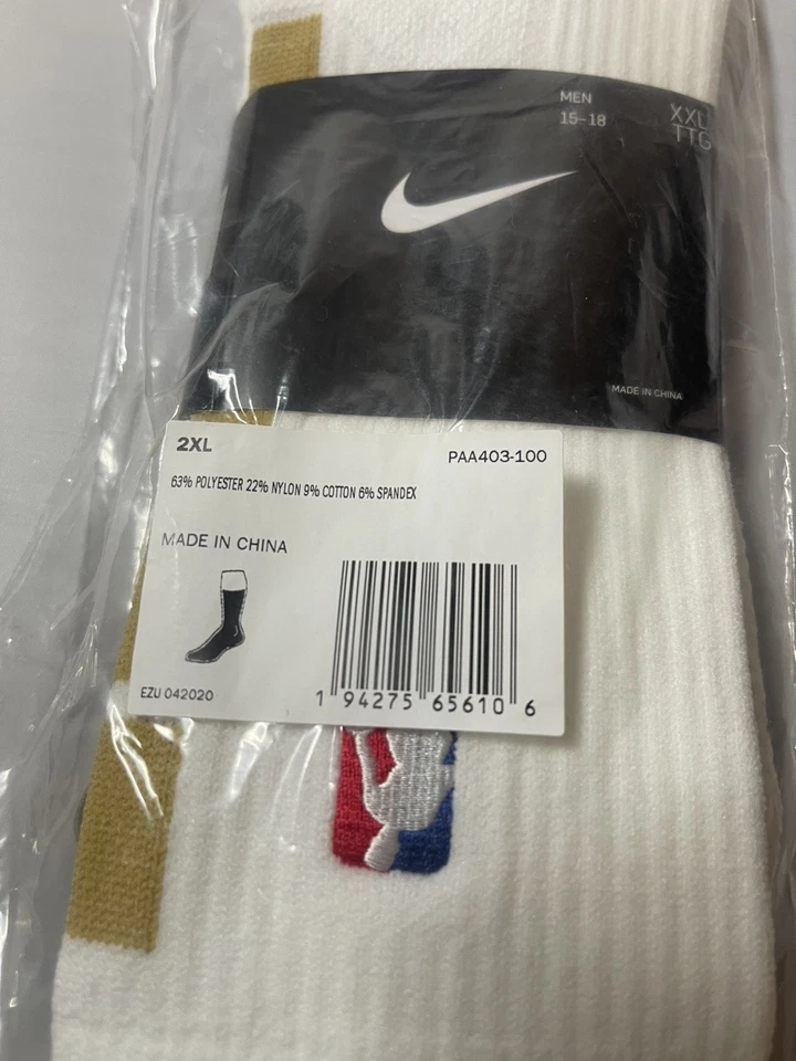 NBA Nike Auténticos Blancos 2XL Calcetines Hasta la Rodilla PAA403-100 S133 Foto 3 de 4