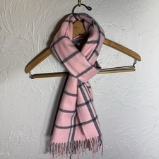 100 Cashmere Pink Plaid Scarf Handmade In Germany, Romantic Luxury Cozy