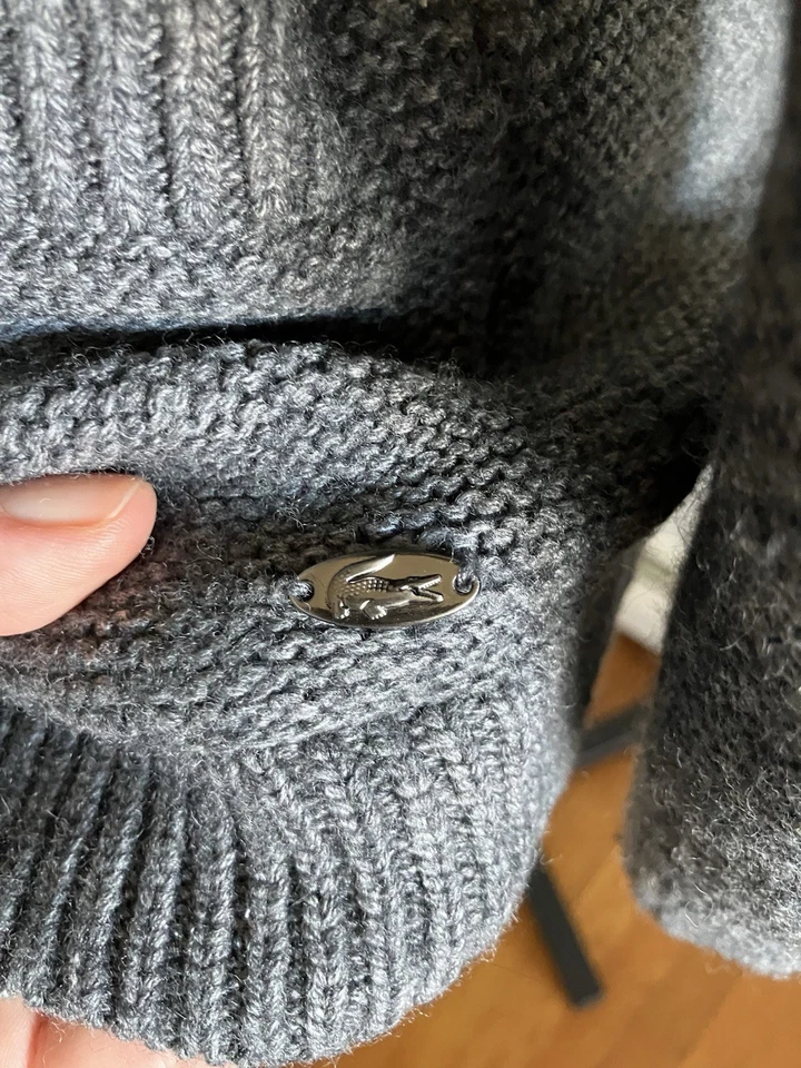 Lacoste 灰色开衫毛衣 尺寸 36 超小号 4 — 第 2/4 张图片