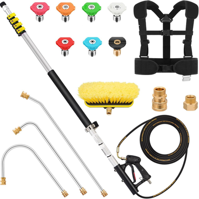 #ad 24FT Aluminum Telescoping Pressure Washer Wand with Power Washer Extension Wand $124.99