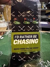 I'd Rather Be Chasing Golf Crew Socks Navy One Size Mid Calf 75% Cotton