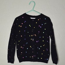 M S Cardigan Girls 4/5 Years Black Iridescent Stars Button Long Sleeve Sweater