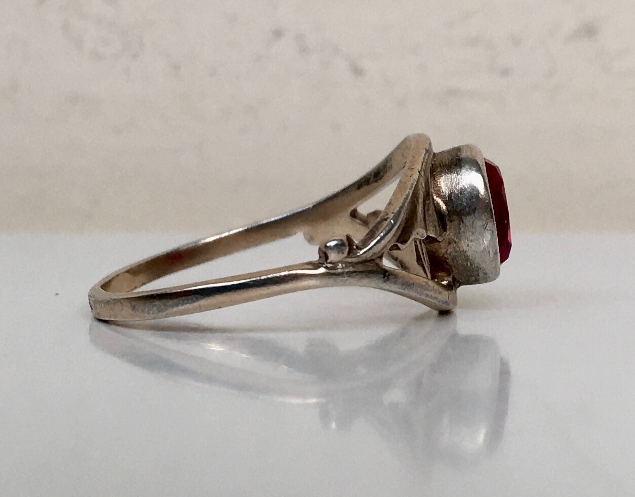 Ring №51 Vintage Soviet Red Ruby Ring Silver Ring… - image 7