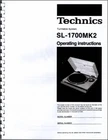 Technics SL-1700 MK2 Turntable Owners Manual