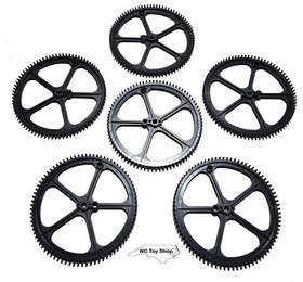 6 Rare K'NEX Large 5" Big Black Gears w/Offset Socket Crown Ferris Parts KNEX