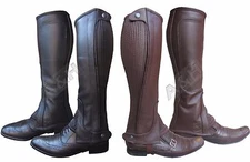 Leather Half Chaps Padding Inside Black Brown Adults Horse Riding New 