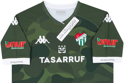 BURSASPOR 2020/21 (XL, L, M) AWAY TURKEY KAPPA GREEN CAMOUFLAGE S/S SOCCER SHIRT - Picture 3 of 7