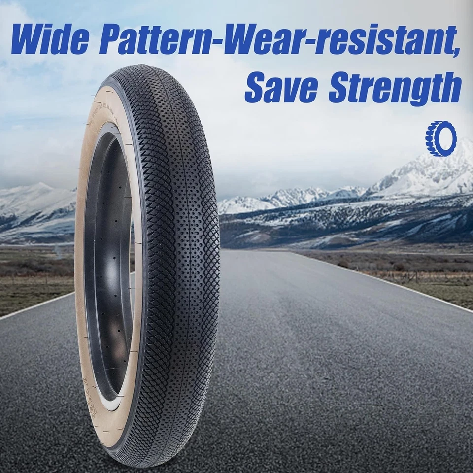 Paquete de 2 neumáticos Fat Bike 20 x 4,0 para neumático de bicicleta eléctrica con tubos de bicicleta de 20" 20x4,0, marrón Foto 2 de 4