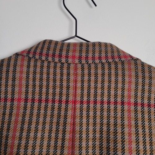 Blazer DAKS 42 R Marrón Vintage Audaz Cuadros Chaqueta Lana Tartán Cuadros Codo Parche - Imagen 9 de 17