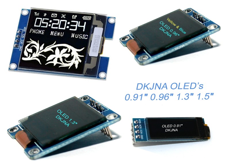 0.91" 0.96" 1.3" 1.5" OLED  I2C White Blue SSD1306 SH1106 SH1107 Display Arduino