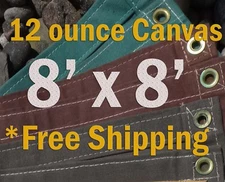 8 Ft. x 8 Ft. 12 Oz. Cotton Canvas Breathable Water Resistant Tarps