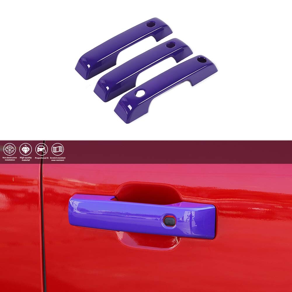 3pcs Exterior Door Handle Cover Trim Purple For Ford Bronco 2021-23 Accessories