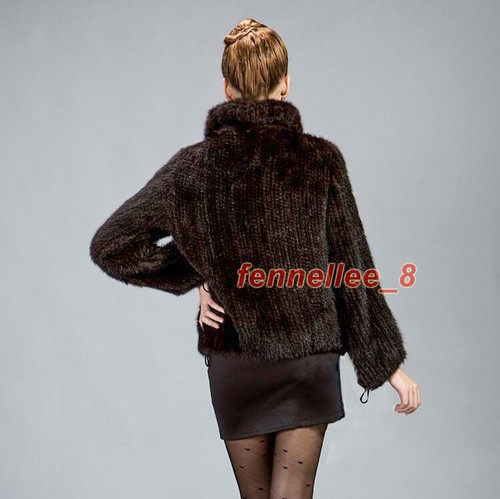 100% Real Genuine Knitted Mink Fur Coat Womens Casual Zip Jacket Outwear Winter - Picture 6 of 15