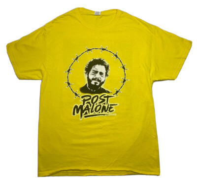 Post Malone 2019 Tour Adult T-Shirt Sz M Tyler Yaweh Swae Lee Tour Cities Yellow