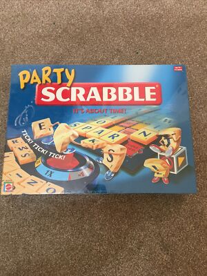 Party Scrabble Brettspiel von Mattel - It's About Time - Geschwindigkeit - mit Timer NEU