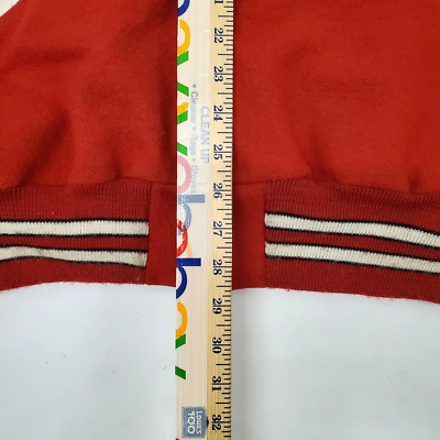 Vintage Red Delong Varsity Jacket Leather Bulldog Wool Snap Button