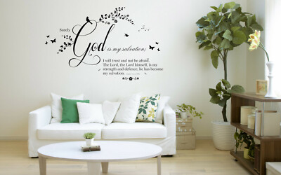 Jesaja 12 V 2 NIV Bibelzitat - christlich, Vinyl Wandbild Aufkleber, Wandbild, Abziehbild