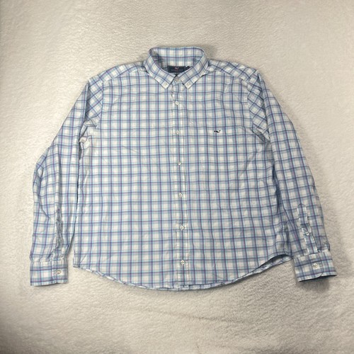 Vineyard Vines Mens Classic Fit Tucker Shirt Size XL Pink Blue Plaid Whale logo