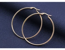 Gold Rose Gold Black Silver Stainless Steel Simple Round Hoop Earrings 10mm-70mm