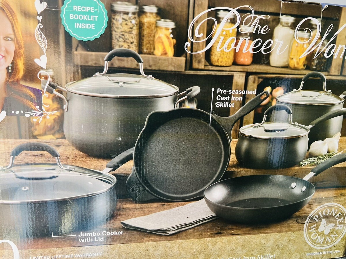 HTF Pioneer Woman 10 pc Classic Belly Hard-ANODIZED Non Stick Aluminum  Cookware