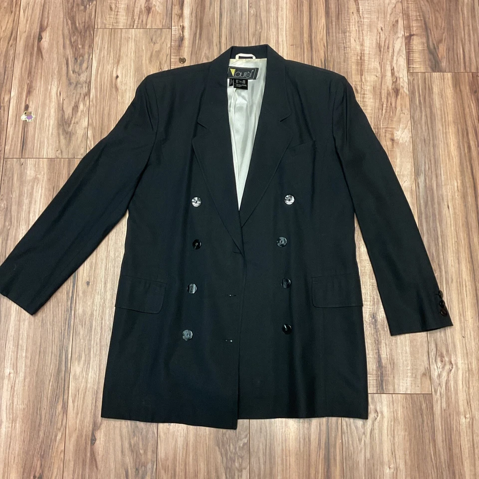 Laurel By Escada винтажный черный двубортный блейзер из шерстяной смеси 40 (10) - Изображение 2 из 4