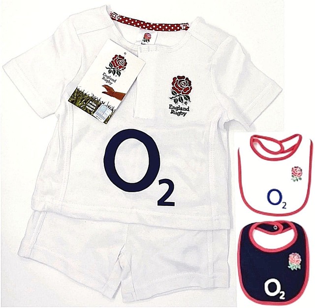 Angleterre Rfu Rugby Six Nations Bebes Pyjama Bebe Grow Manche Courte Gilet Bib Baby Clothing Shoes Accessories