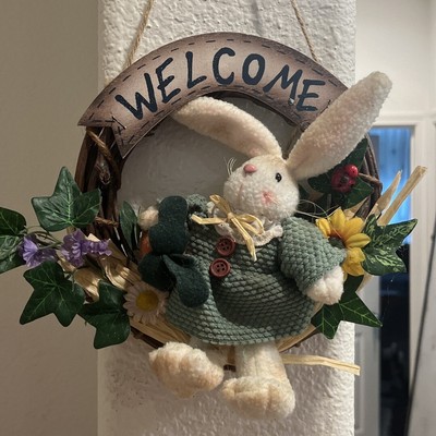 Welcome Wreath - Easter Rabbit Bunny Spring Decor, 8 