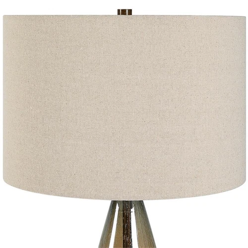 Uttermost Baltic 1-Light Glass & Fabric Table Lamp in Light Beige/Rustic Bronze - Picture 5 of 7