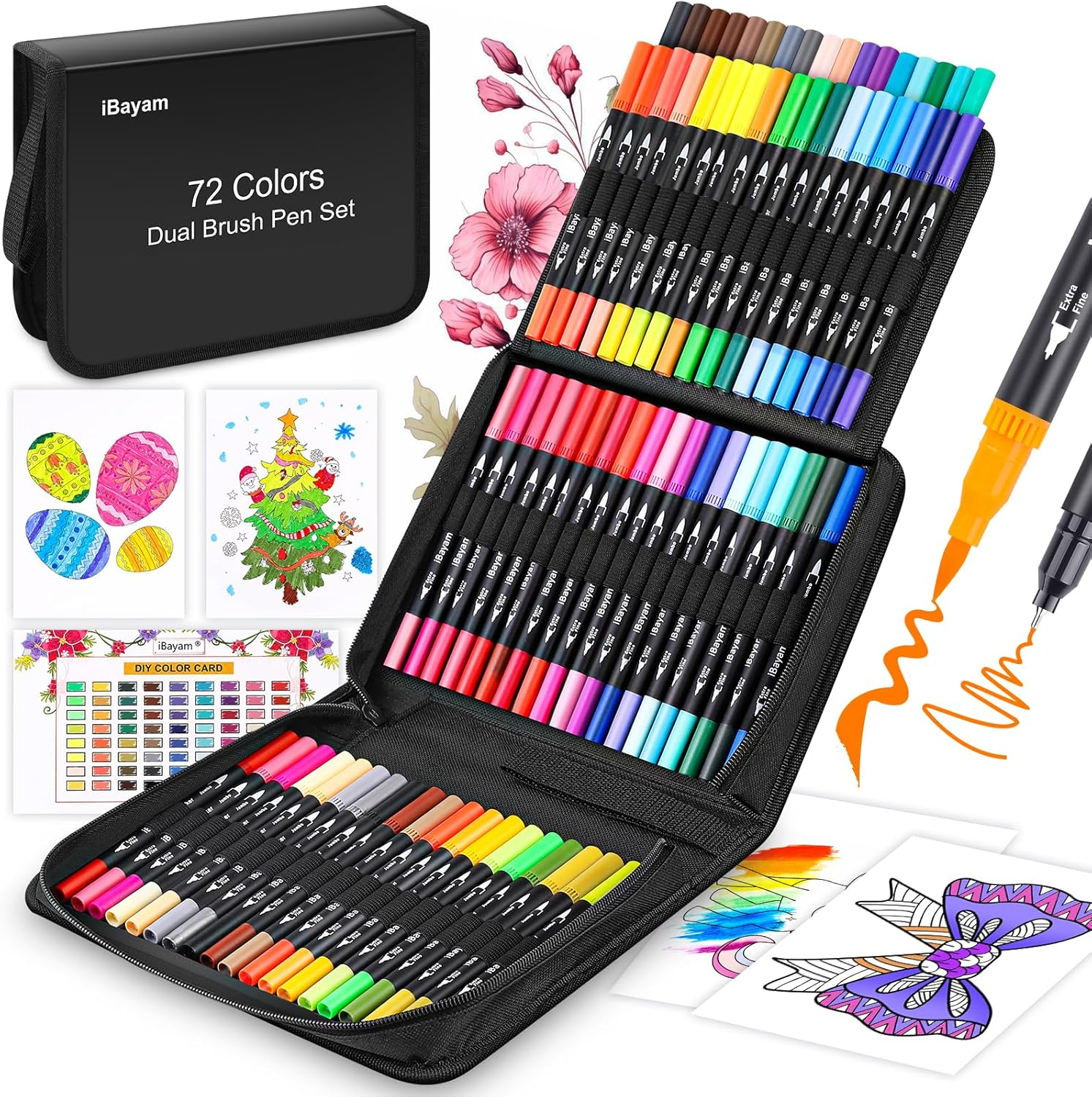 72-Color Dual Tip Art Markers Set for Adult Coloring Books & Note Taking-image