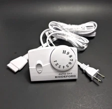 Biddeford TC11BA Electric Blanket Temp Controller Auto Off Power Cord White
