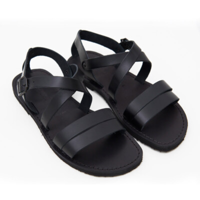 Herren Sandalen Leder und Leder HANDMADE 100% Made in Italy von schwarzen Brüdern