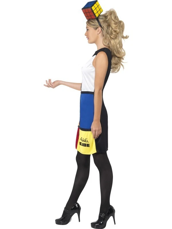Damas Años 80 Años 80 Años 80 Cubo Rubiks Elegante Vestido Disfraz Conjunto de Smiffys Foto 2 de 4