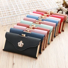 Fashion Women Crown Leather Clutch Wallet Long Card Holder Case Purse Handbag US