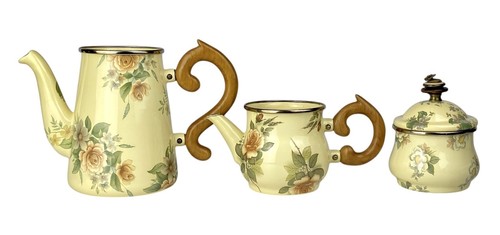 MacKenzie Childs 1983 Vintage Victoria & Richard Flower Market Teapot Sugar Trio - Picture 8 of 9