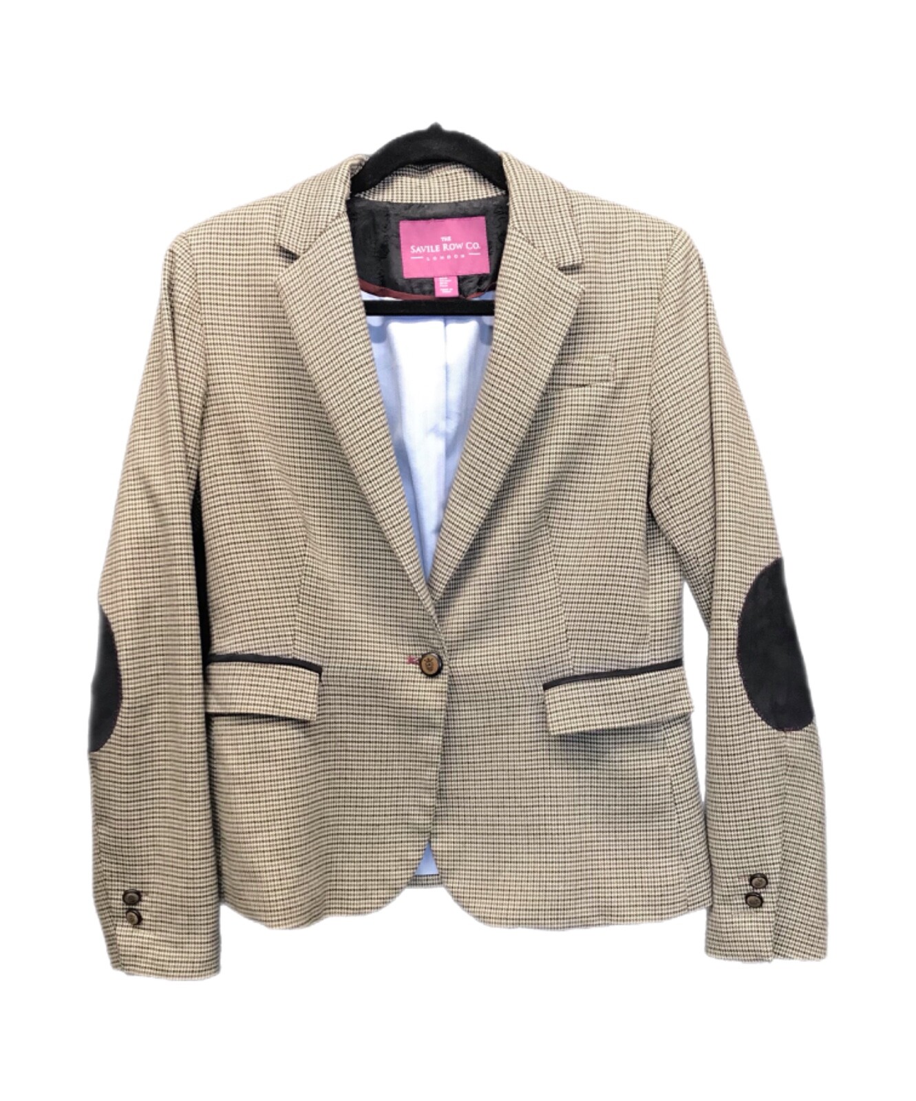 FILA Blazer Savile Row Co pied de poule donna taglia M toppe gomito giacca preppy