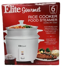 Elite Gourmet Electric 6 Cup Rice Cooker & Food Steamer #ERC-003ST NIB