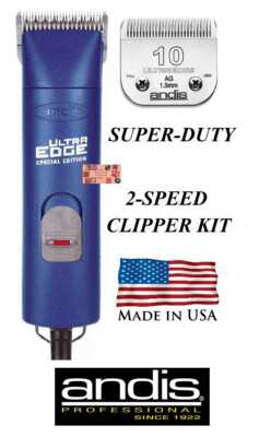 Andis BLUE Super Duty PRO 2-Speed CLIPPER SET&ULTRAEDGE 10 BLADE*PET GROOMING